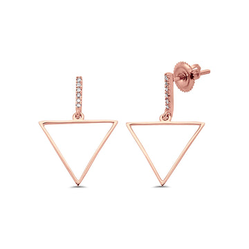 14K Rose Gold .06ct Diamond Trendy Triangle Tipi Earrings